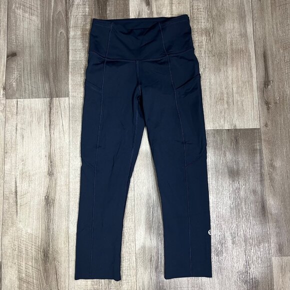 Lululemon Athletic Fast And Free Crop Yoga Pants 19” True Navy Women’s Sz 2 - Picture 1 of 9